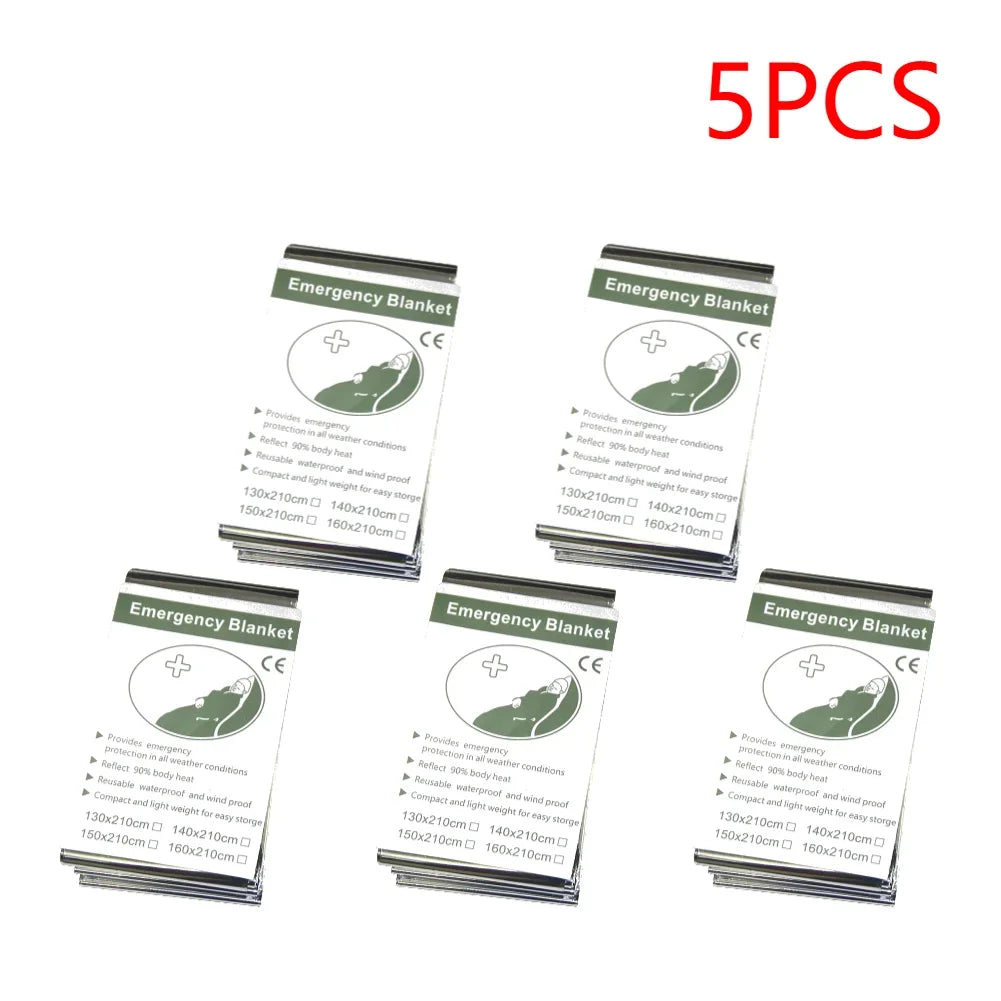 1-20PCS Emergency Blanket Outdoor Survival First Aid Kit Windproof Insulation Lifesaving PET Keep Foil Thermal Rescue Blanket