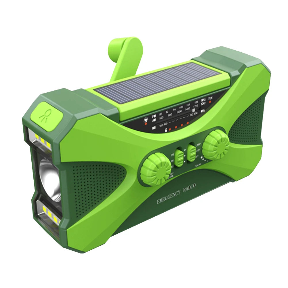 Portable 10000mAh charger High Capacity Emergency Radio Solar Hand Crank LED Flashlight/Reading Light/SOS Alarm Survival Tool