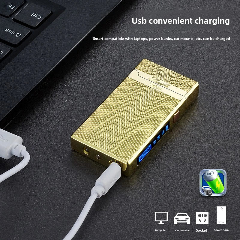 1pc of high-end smart dual-electric arc Type-C charging lighter, fire starter and flashlight in one, windproof dual-electric