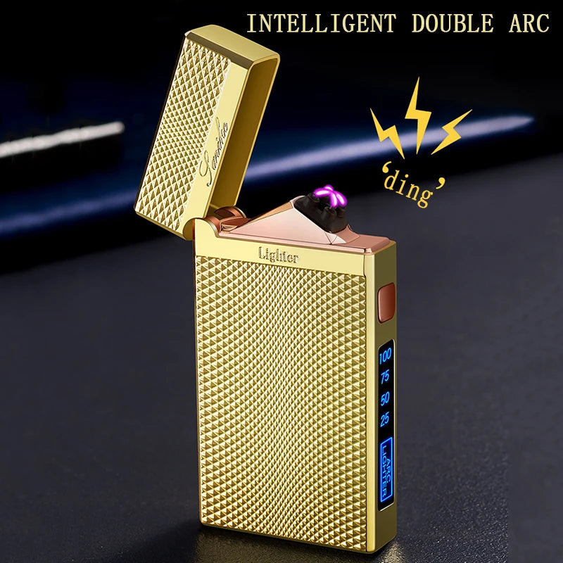 1pc of high-end smart dual-electric arc Type-C charging lighter, fire starter and flashlight in one, windproof dual-electric