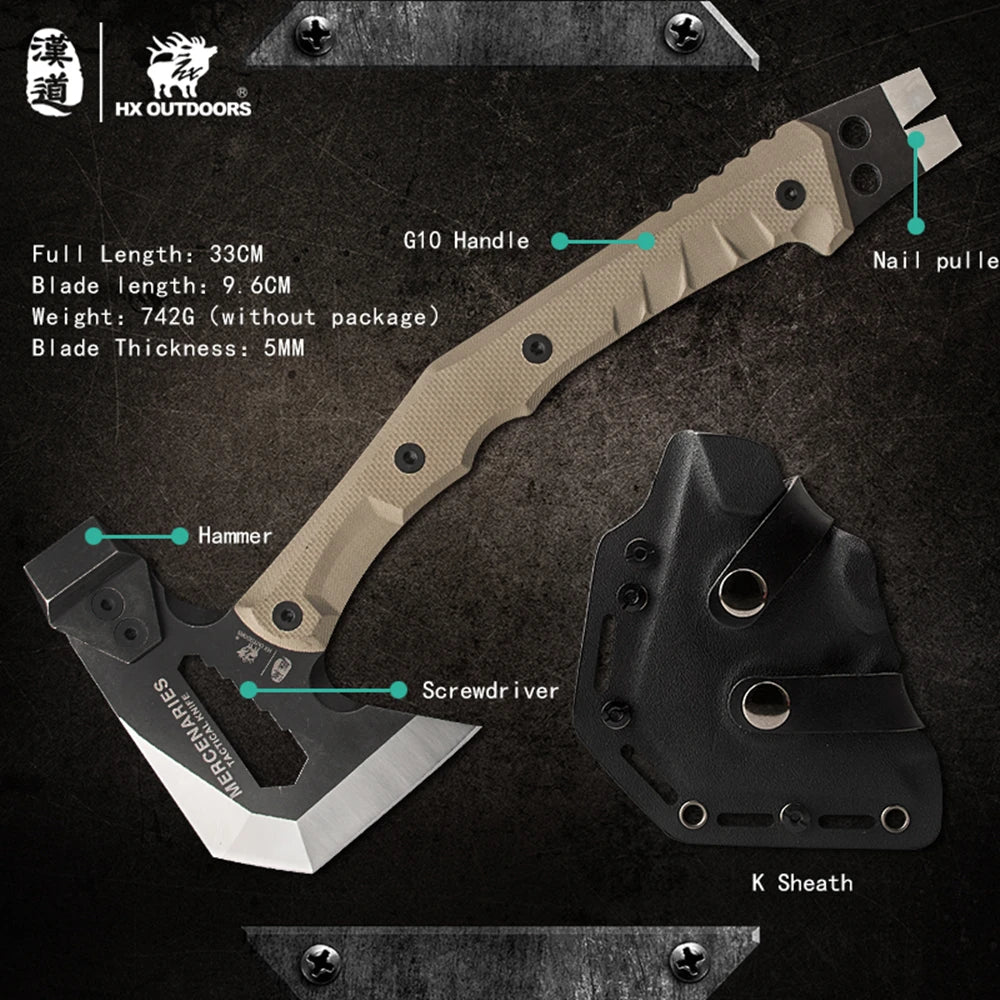 Mercenaries Full Tang Camping Survival Axe Hatchet Tactical  Multifunctional Hunting Tools Tomahawk Hammer