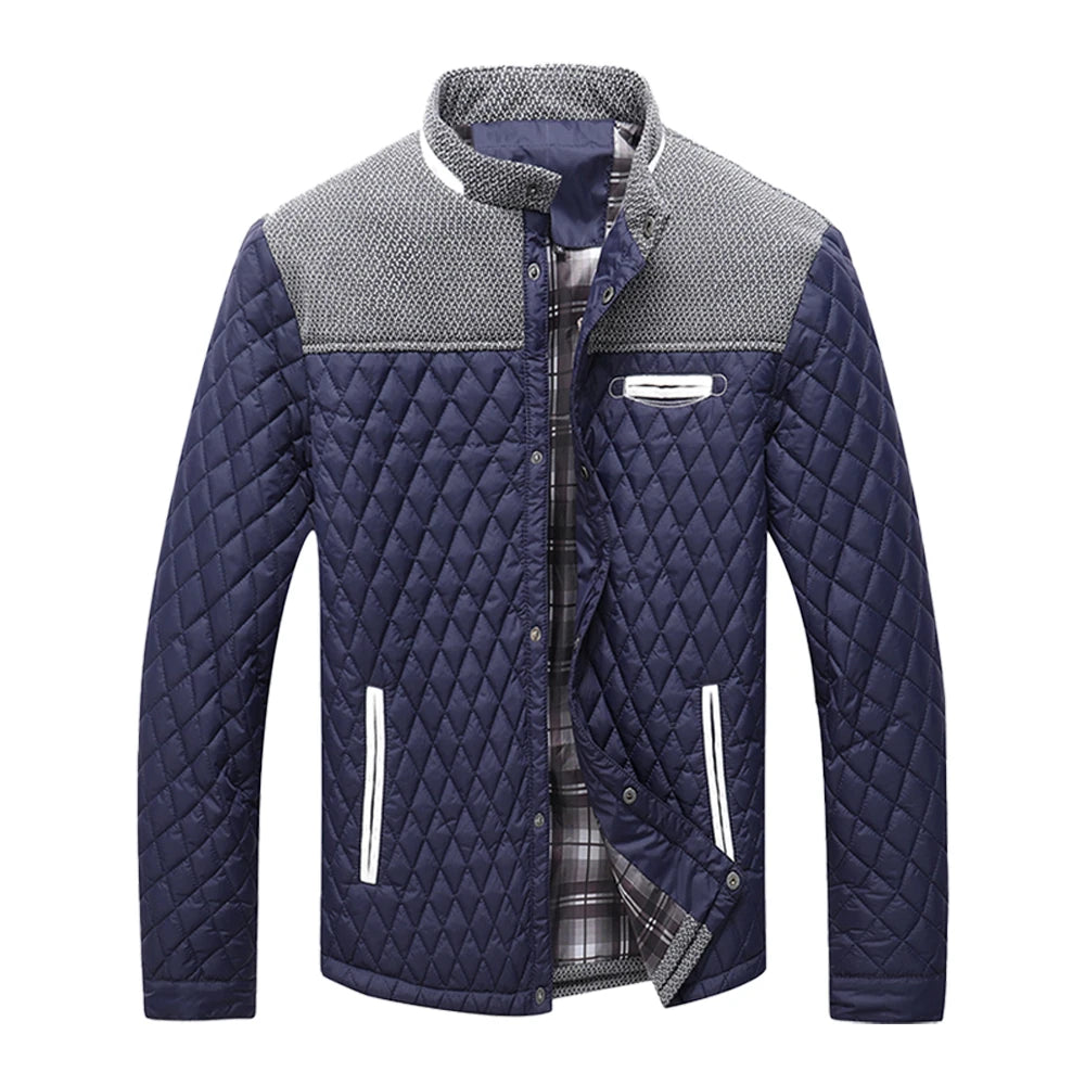 Men's Jackets Winter Warm Bomber Quilted Coat Lightweight Business Casual Button Down Clothing Waterproof Warm Jackets US Size