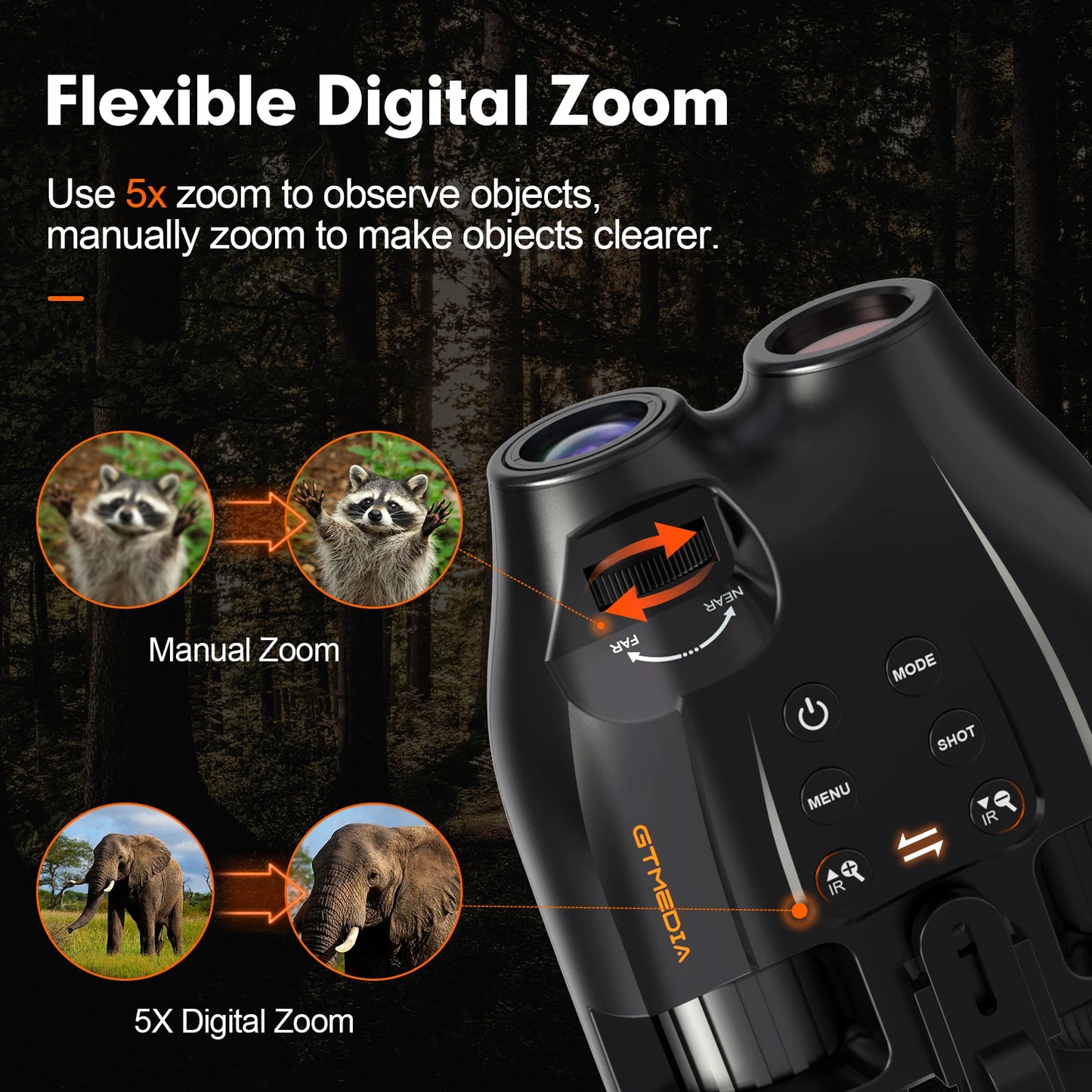 GTMEDIA N4 Night Vision Goggles Head Mounted Infrared LED 5X Digital Zoom Binoculars with 32GB TF Card to Save Photo and Video