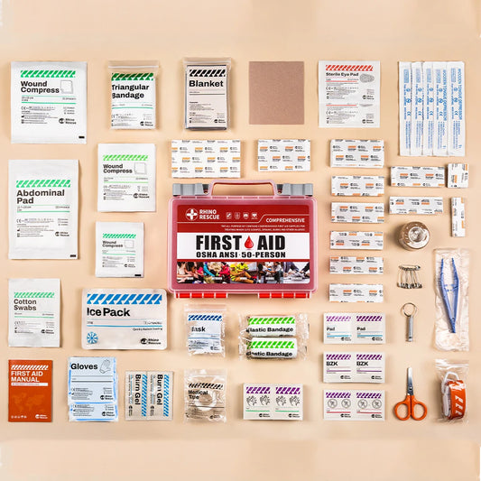 Rhino Rescue full-featured first aid kit, home and office emergency medical supplies, suitable for school, car, outdoor, travel