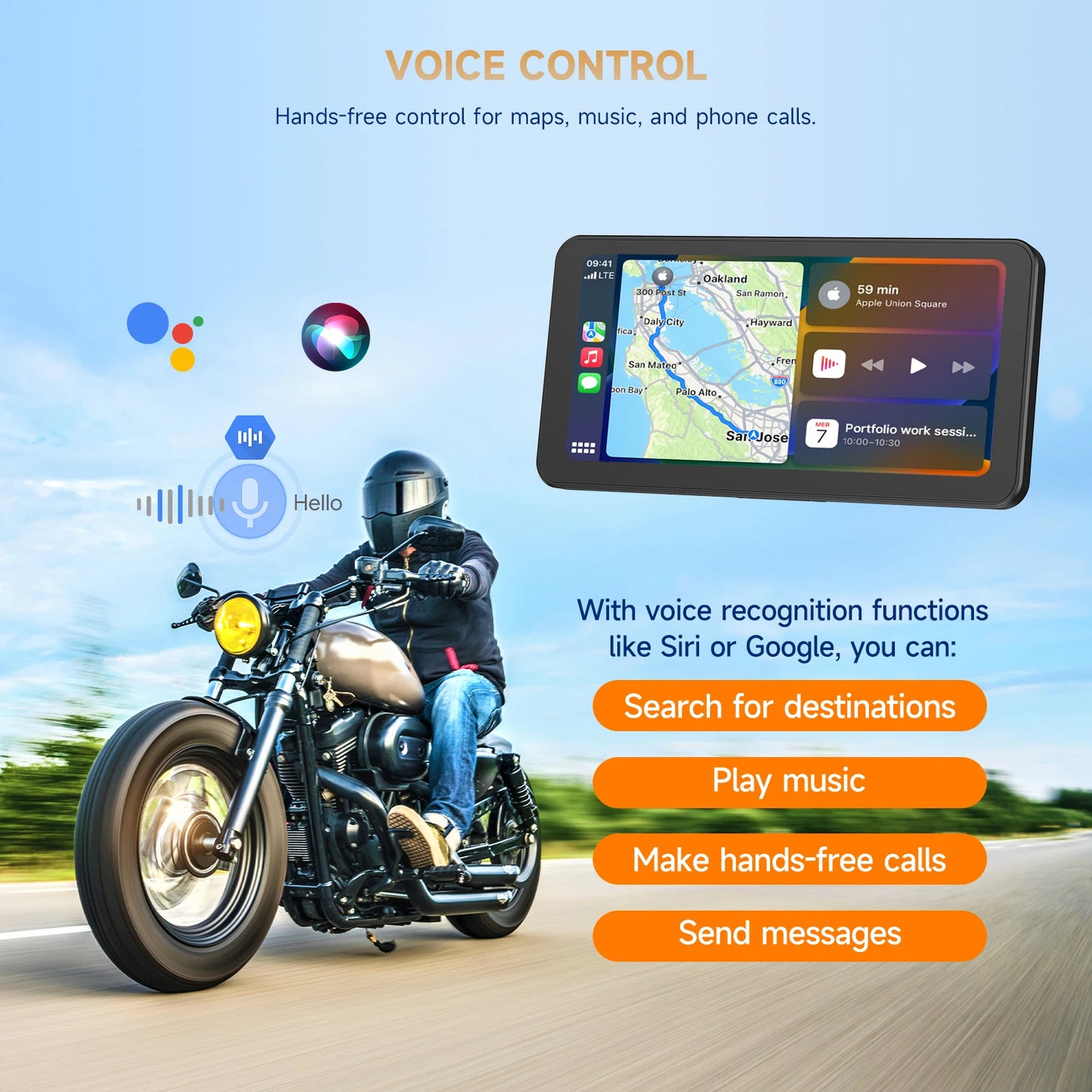 6.25" Motorcycle Navigator Carplay & Android Auto TouchScreen GPS Waterproof