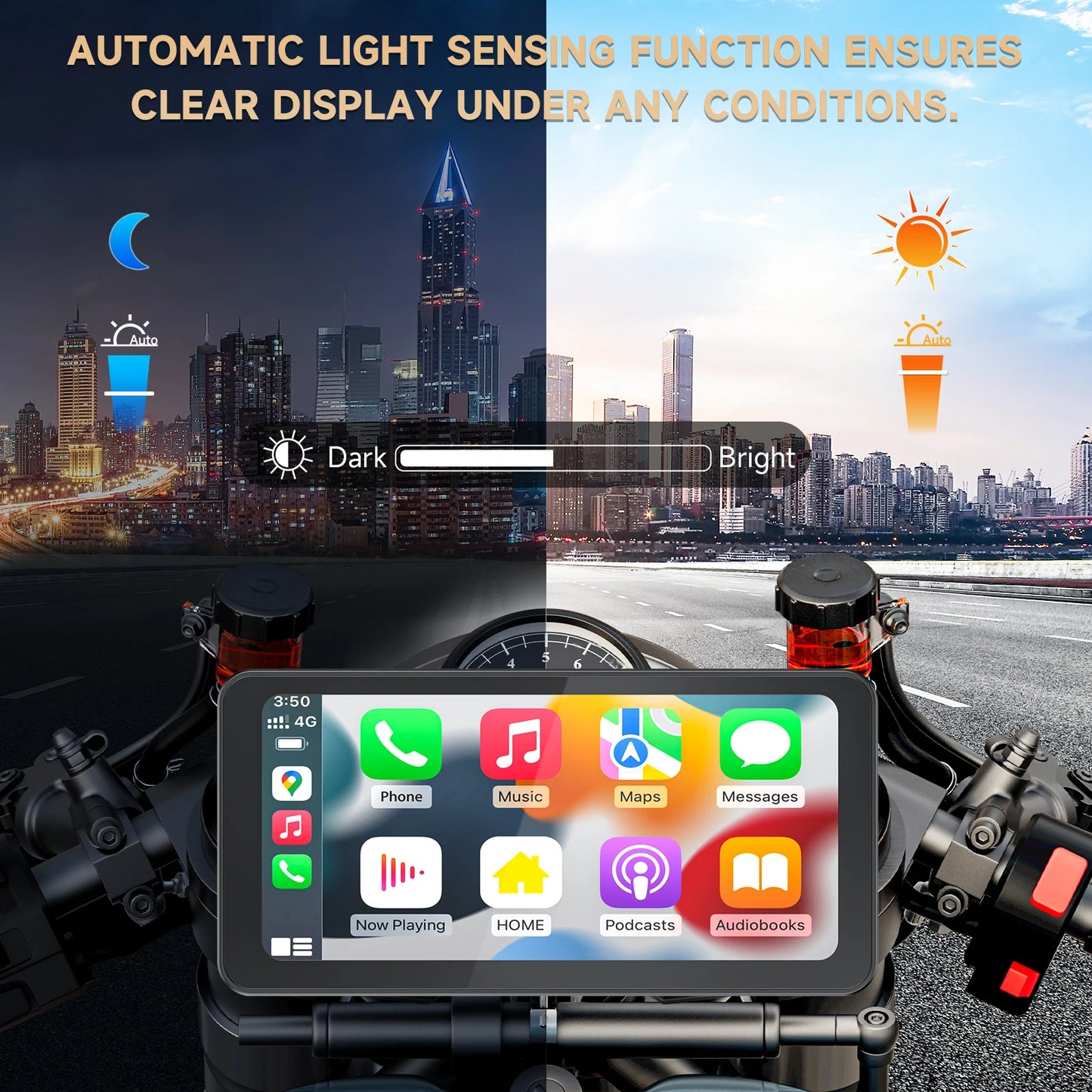 6.25" Motorcycle Navigator Carplay & Android Auto TouchScreen GPS Waterproof