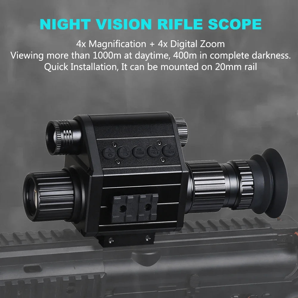 Digital Night Vision Monocular HD 1080P Infrared Night Vision Scope1X-4X Hunting Riflescope with Camera 940nm IR