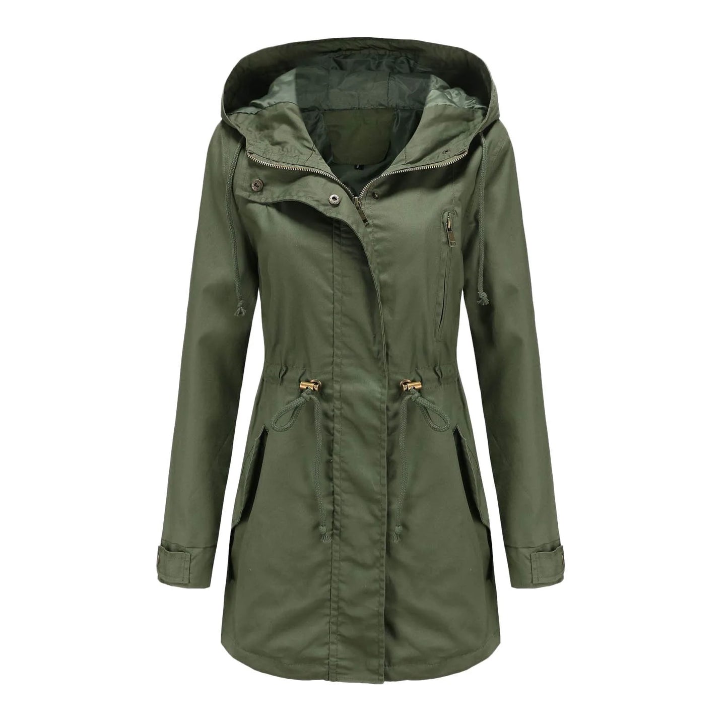 Women Light Jacket Active Outdoor Trench Windbreaker Coat Hooded Lightweight Plus Size Waterproof Zipper Outwear Trench Jackets