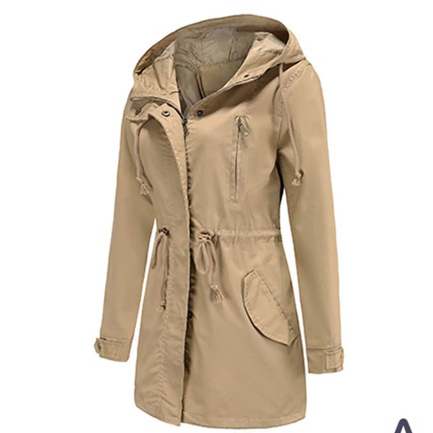 Women Light Jacket Active Outdoor Trench Windbreaker Coat Hooded Lightweight Plus Size Waterproof Zipper Outwear Trench Jackets