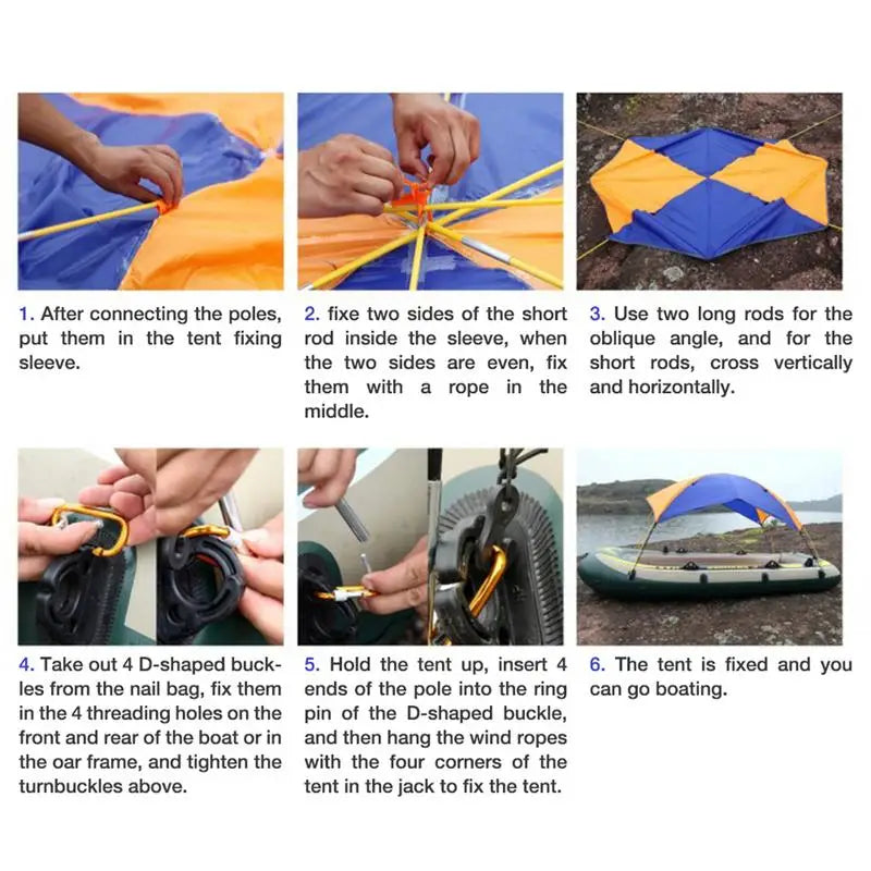 PVC Fishing Inflatable Boat Sun Shade Tent For 3-person 295X137*43CM Boats Tent Sun Shelter Sun Canopy Beach Sunshade Tent
