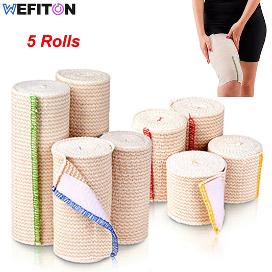 5 Rolls Premium Elastic Bandage Wrap,Cotton Latex Free Compression Bandage Wrap with Self-Closure,Support & First Aid for Sports