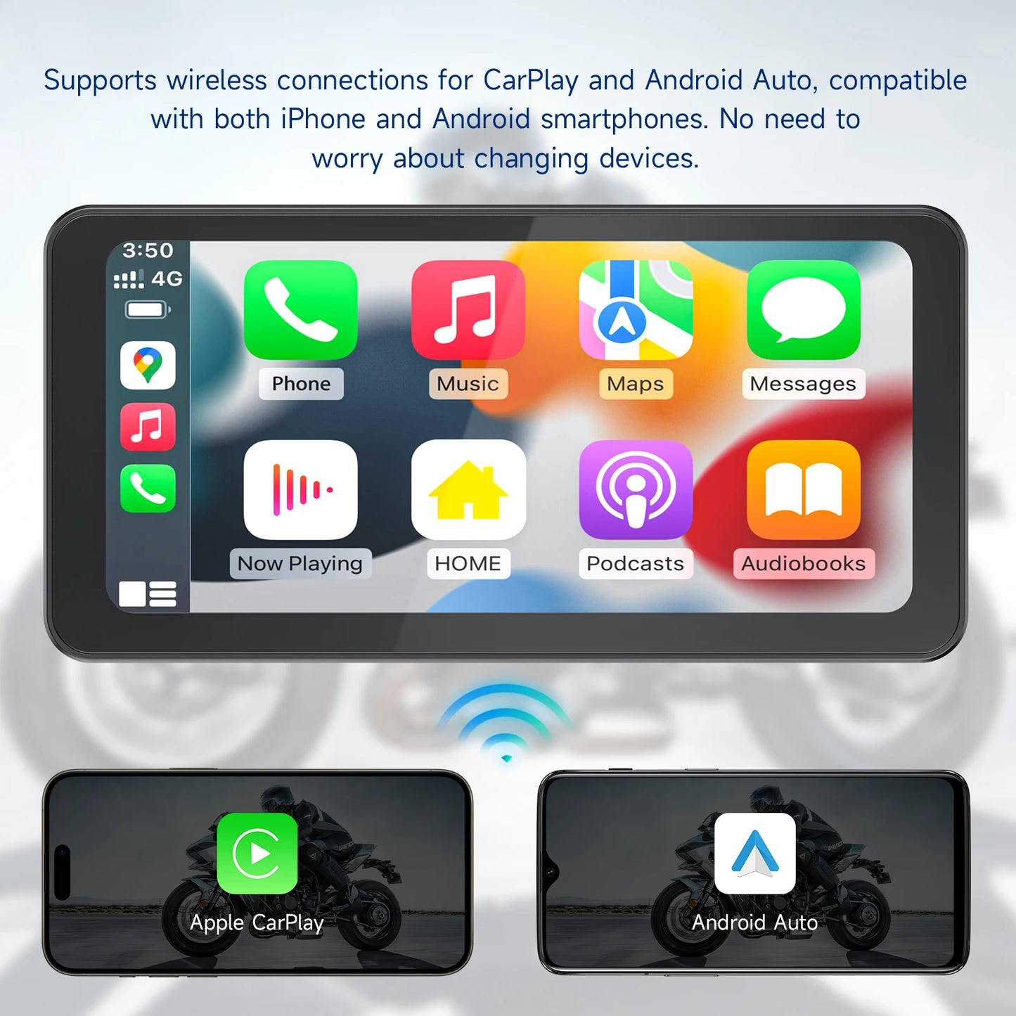 6.25" Motorcycle Navigator Carplay & Android Auto TouchScreen GPS Waterproof
