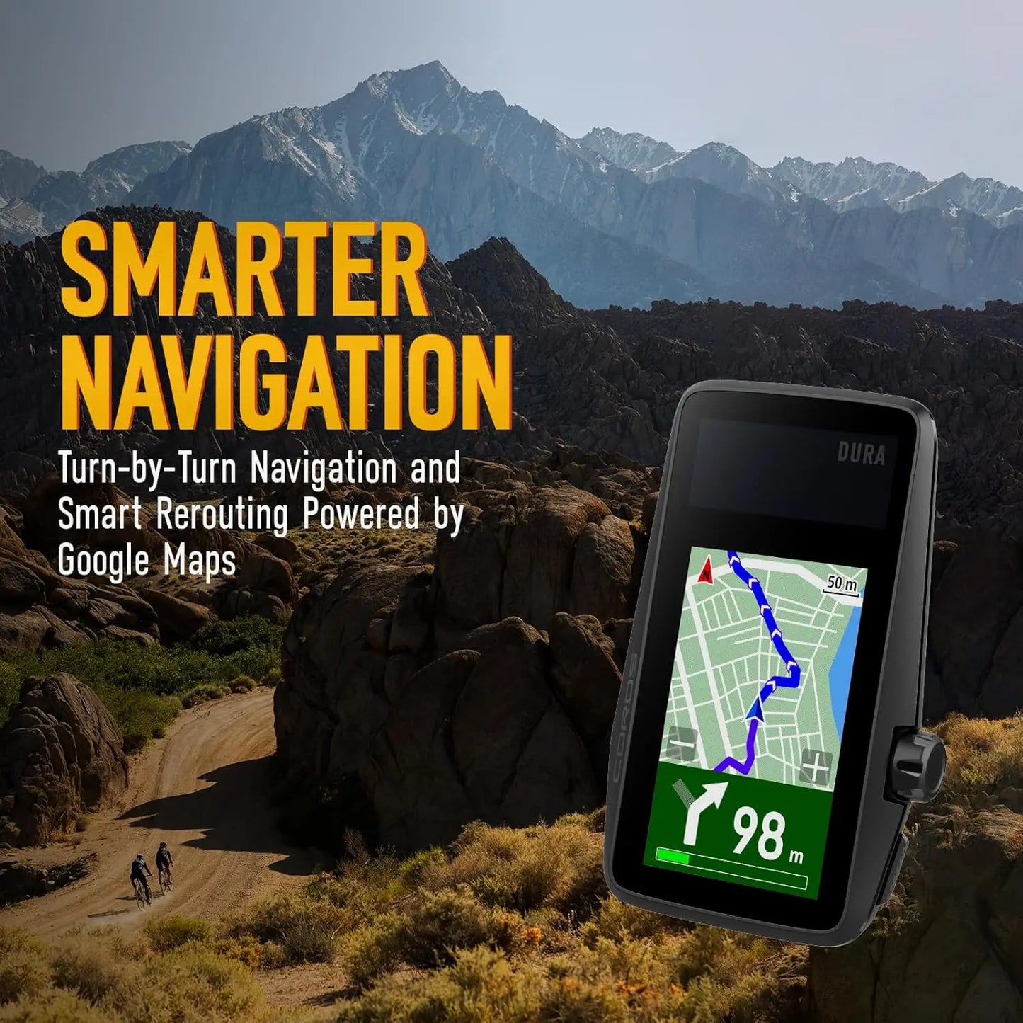 Solar GPS Bike Computer, 120-Hour Battery Life, Solar Charging, 2.7" MIP Color Touchscreen, Turn-by-Turn Navigation, Dual-Freq